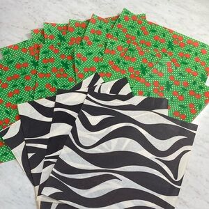 Vintage Wrapping Paper Sheets Cherry Zebra 16 Sheets